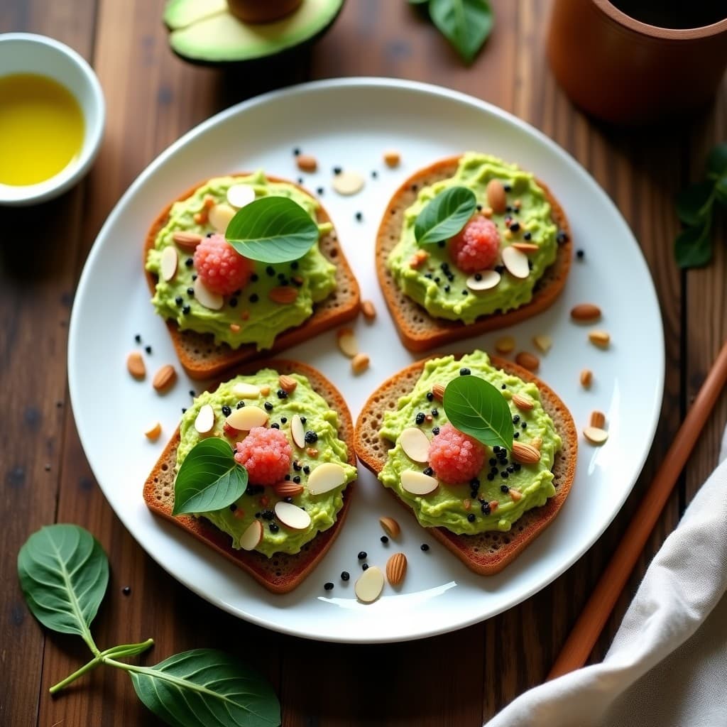 Tostadas de Pan de Quinoa con Avocado y Hojas de Shiso: Desayuno Macrobiotico