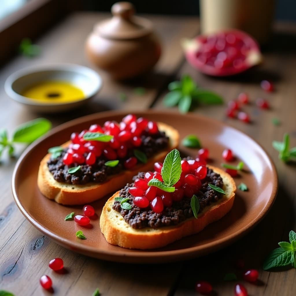 Tostadas de Pan de Sorgo con Paté de Berenjena y Granado: Desayuno Sin Gluten