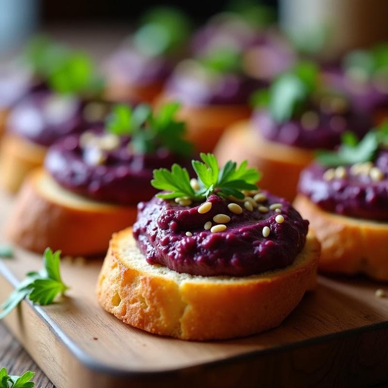 Tostadas de Pan de Sorgo con Dip de Lentejas Moradas y Grenetina: Aperitivo Gluten-Free en 12 Minutos