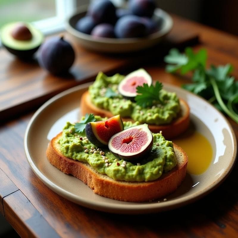 Tostadas de Pan de Sorgo con Guacamole de Aguacate y Higos: Desayuno Sin Gluten