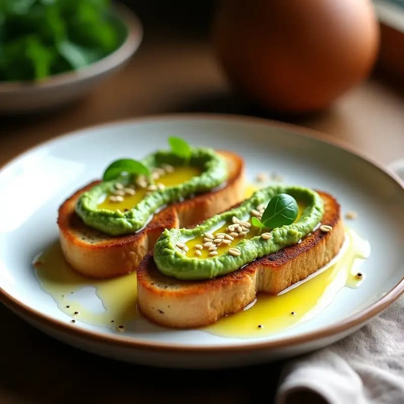 Tostadas de Pan de Sorgo con Paté de Berros y Aceite de Linaza: Desayuno Vegano Antiinflamatorio