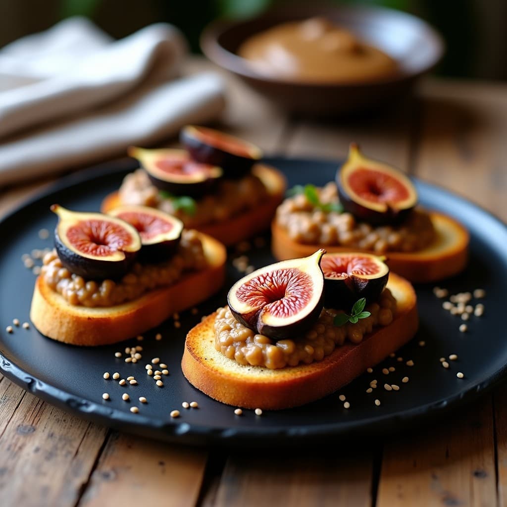 Tostadas de Pan de Sorgo con Puré de Lentejas y Higo Negro: Receta Sin Gluten y Alta en Hierro