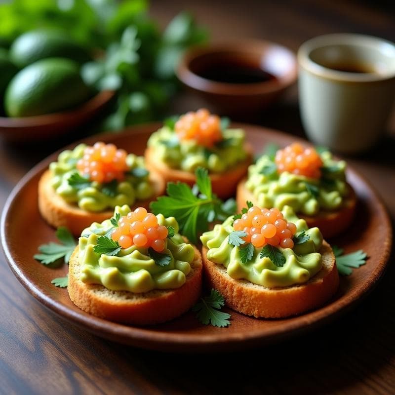 Tostadas de Pan de Yuca con Aguacate y Huevas de Trucha: Desayuno Colombiano Keto