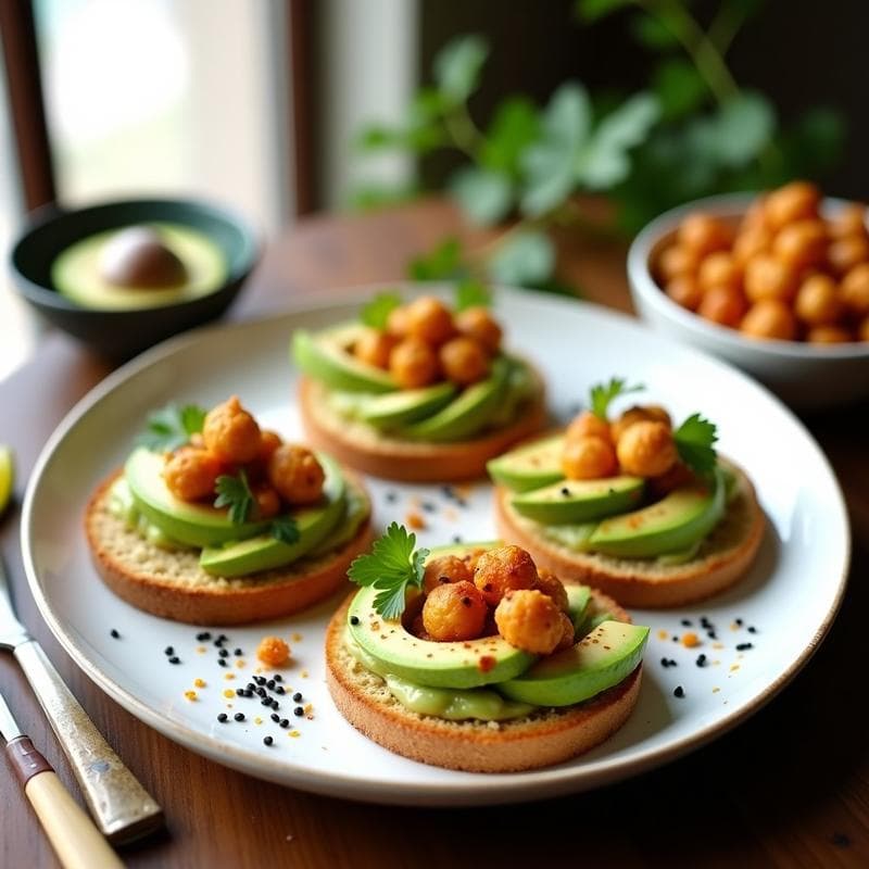 Tostadas de Pan de Yuca con Avocado y Garbanzos Crujientes: Desayuno Sin Gluten