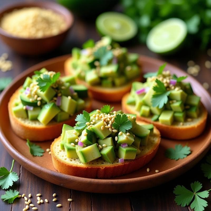 Tostadas de Pan de Yuca con Ceviche de Aguacate y Lima: Aperitivo Colombiano Sin Gluten