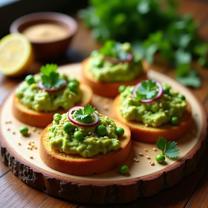 Tostadas de Pan de Yuca con Guacamole de Arvejas: Desayuno Sin Gluten y Vegano