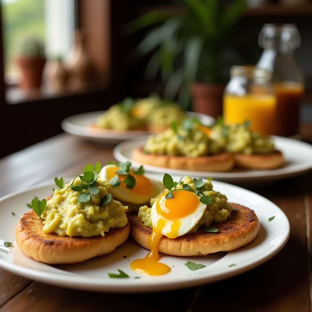 Tostadas de Pan de Yuca con Guasacaca y Huevos Poché: Desayuno Sin Gluten y Rico en Proteína