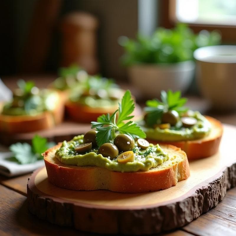 Tostadas de Pan de Yuca con Pâté de Aceitunas Verdes y Anchoas: Receta Sin Gluten y Alta en Omega-3
