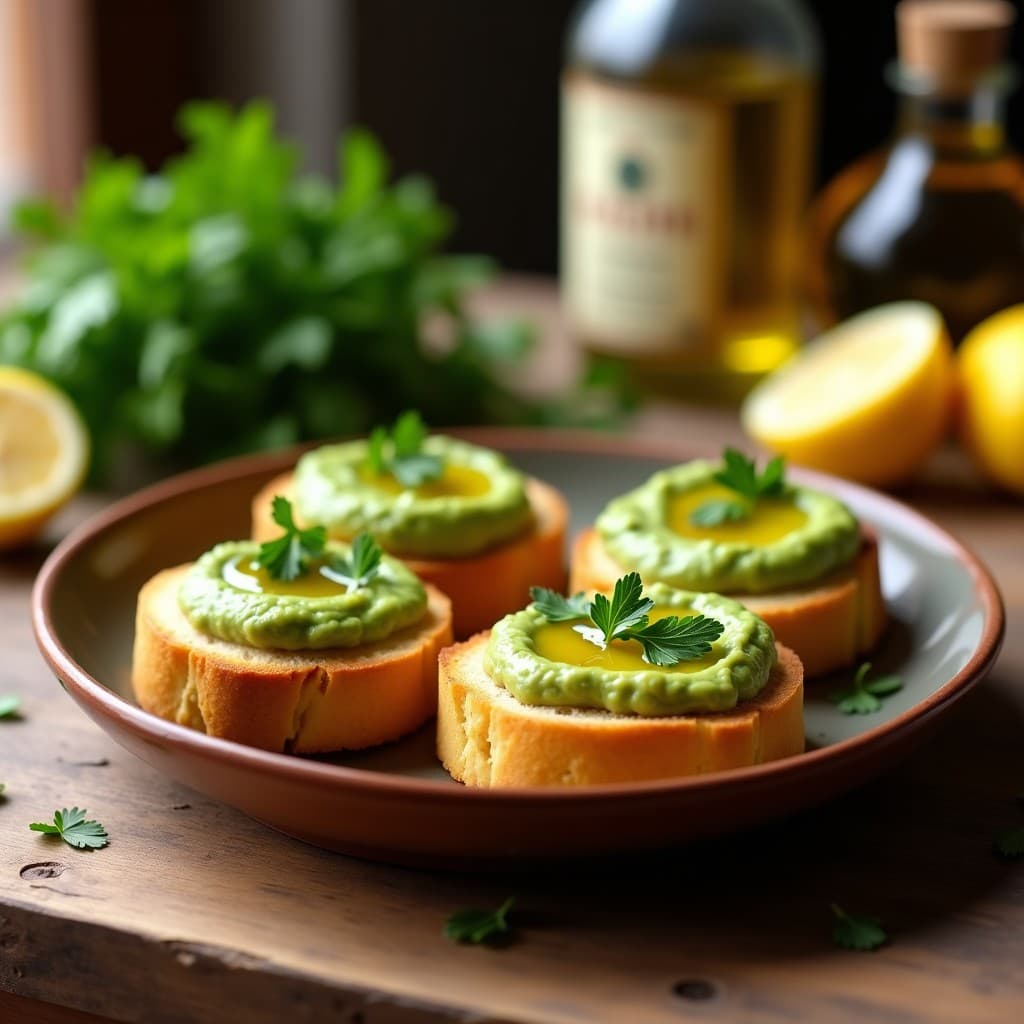 Tostadas de Pan de Yuca con Puré de Habas y Aceite de Oliva Picual: Desayuno Español Sin Gluten