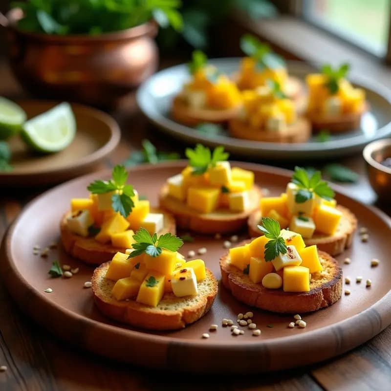 Tostadas de Paneer a la Plancha con Mango: Aperitivo Indio Keto