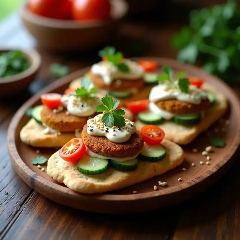 Tostadas de Pan de Pita con Falafel y Tahini: Receta Árabe Vegana y Sin Lactosa