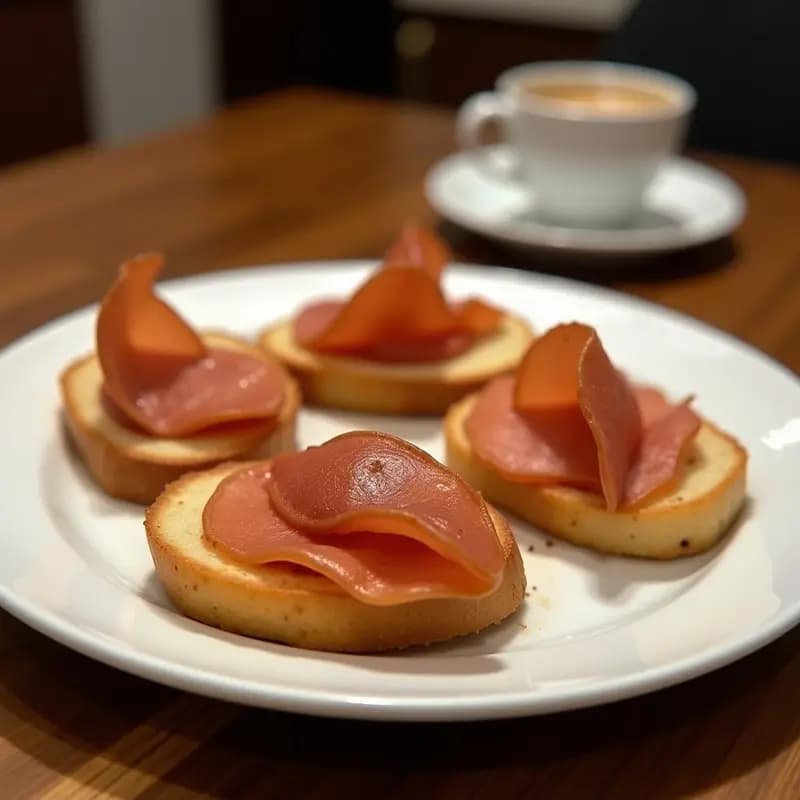 Tostadas de Pan de Plátano con Helado de Café y Crujiente de Bacon