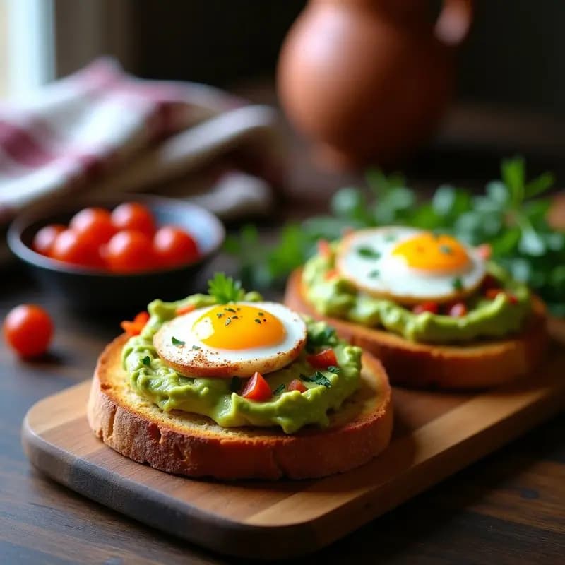 Tostadas de Pan de Sarrín con Aguacate y Huevos de Codorniz: Receta Española de Montaña