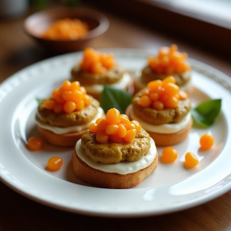 Tostas de Pan de Centeno con Puré de Garbanzos Negros y Caviar de Berenjena: Aperitivo Vegano Gourmet