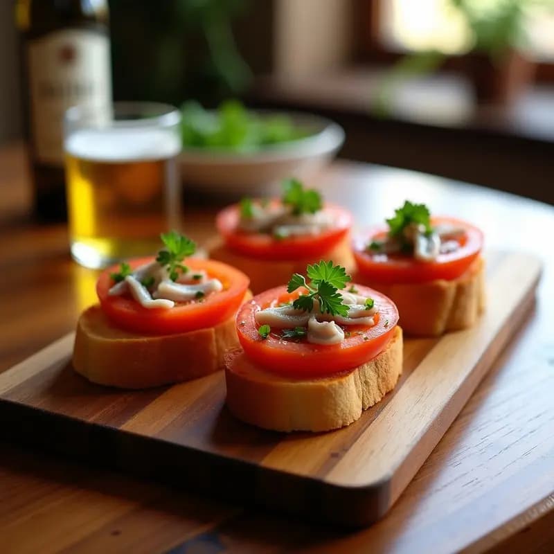 Tostas de Pan con Tomate, Ventresca y Anchoas: Receta de Tapa Andaluza en 5 Minutos