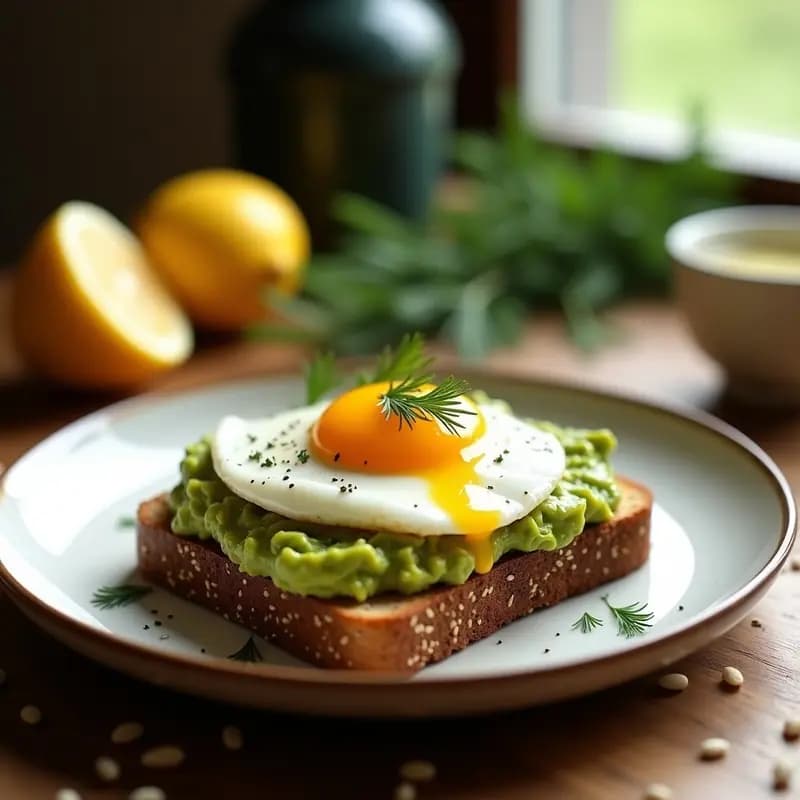 Toste de Aguacate y Huevo sobre Pan de Centeno: Desayuno Danés Saludable y Rápido
