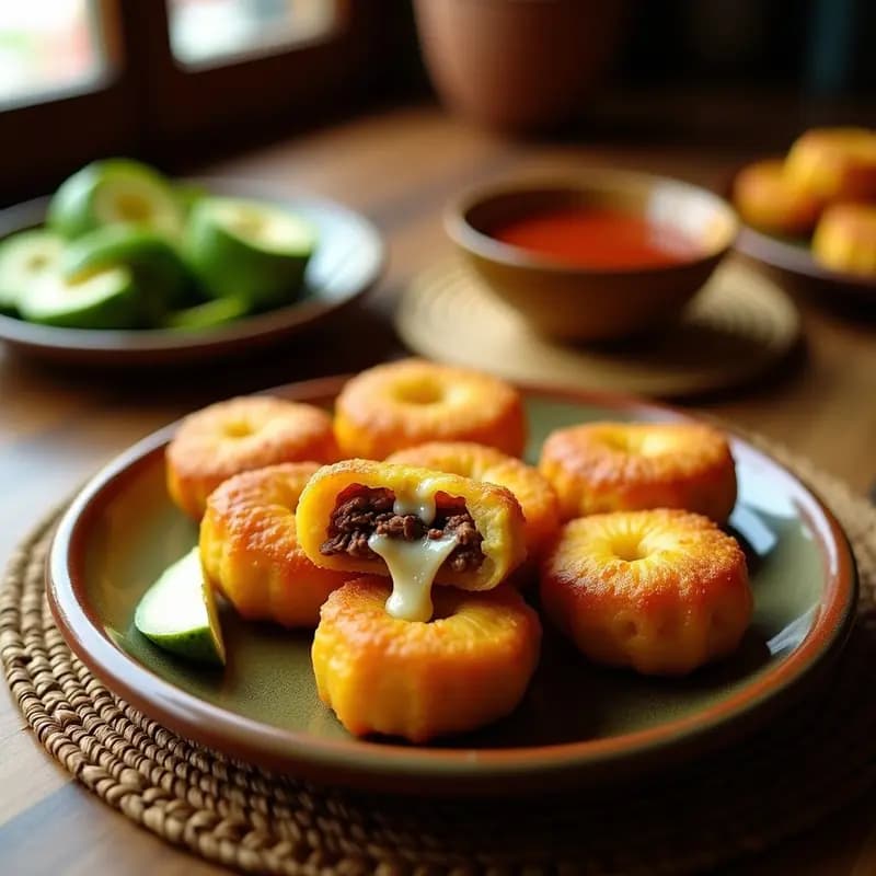Tostones rellenos de Carnes Mechadas y Queso Guayanés: Receta Venezolana Crujiente
