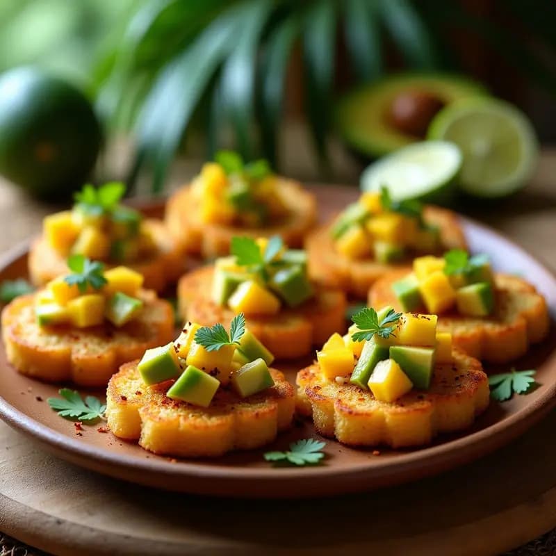 Tostones Rellenos de Ceviche de Mango: Aperitivo Dominicano Vegano y Picante