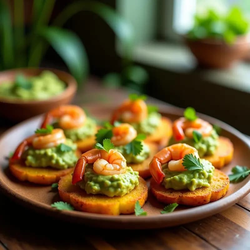Tostones Rellenos de Guacamole y Camarones: Entrante Caribeño Crujiente y Alto en Omega-3