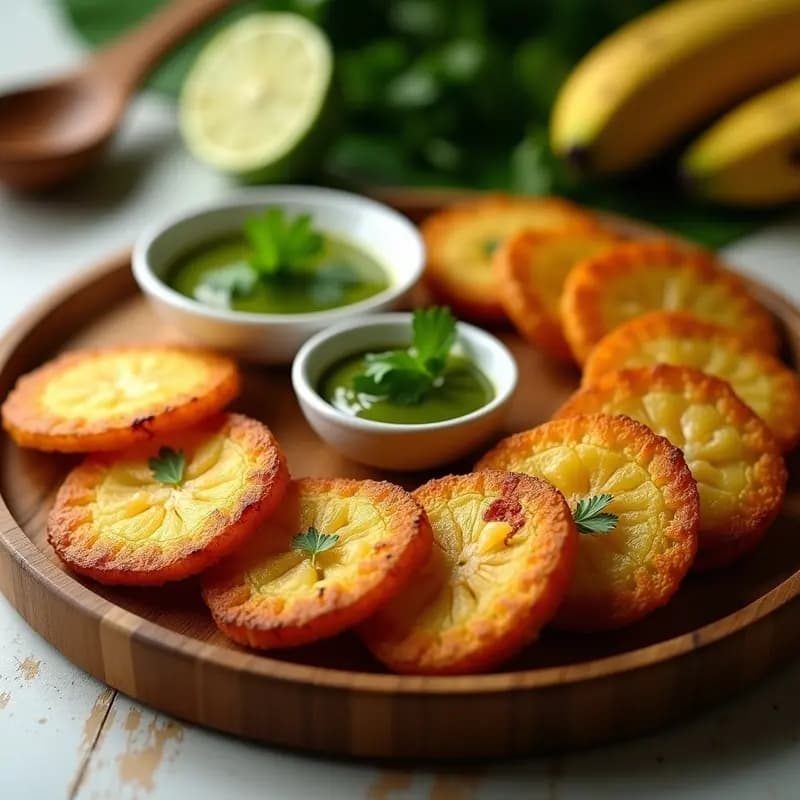 Tostones con Mojo de Cilantro y Ajo: Aperitivo Puerto Riqueño Crujiente en Airfryer