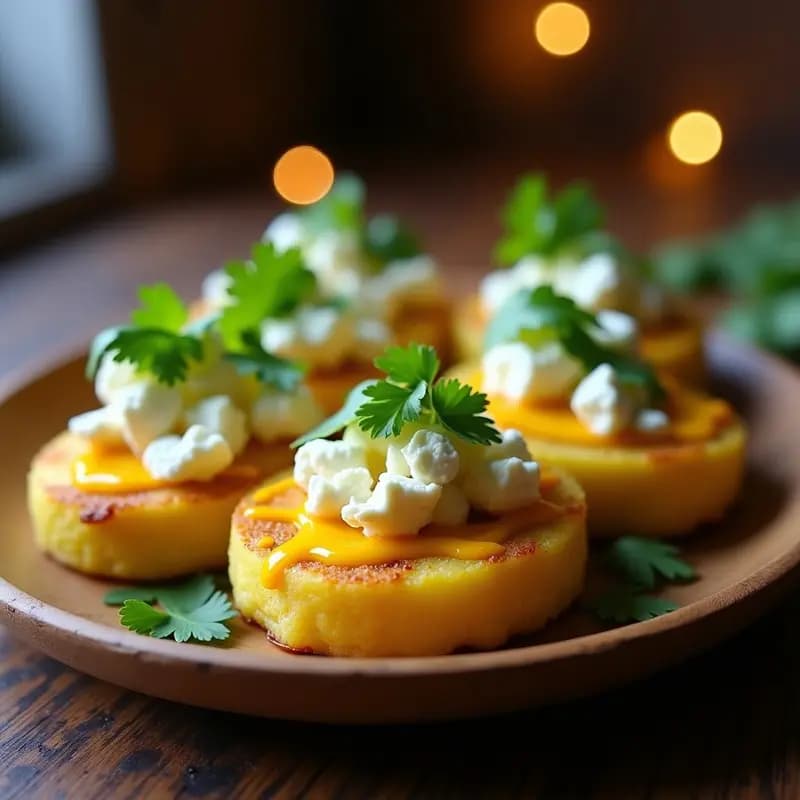 Tostones de Plátano Verde con Ají Amarillo y Queso Feta: Aperitivo Caribeño Crujiente