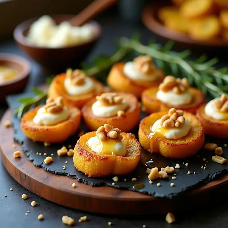 Tostones Rellenos de Queso de Cabra y Miel: Aperitivo Puertorriqueño Dulce-Salado en Airfryer