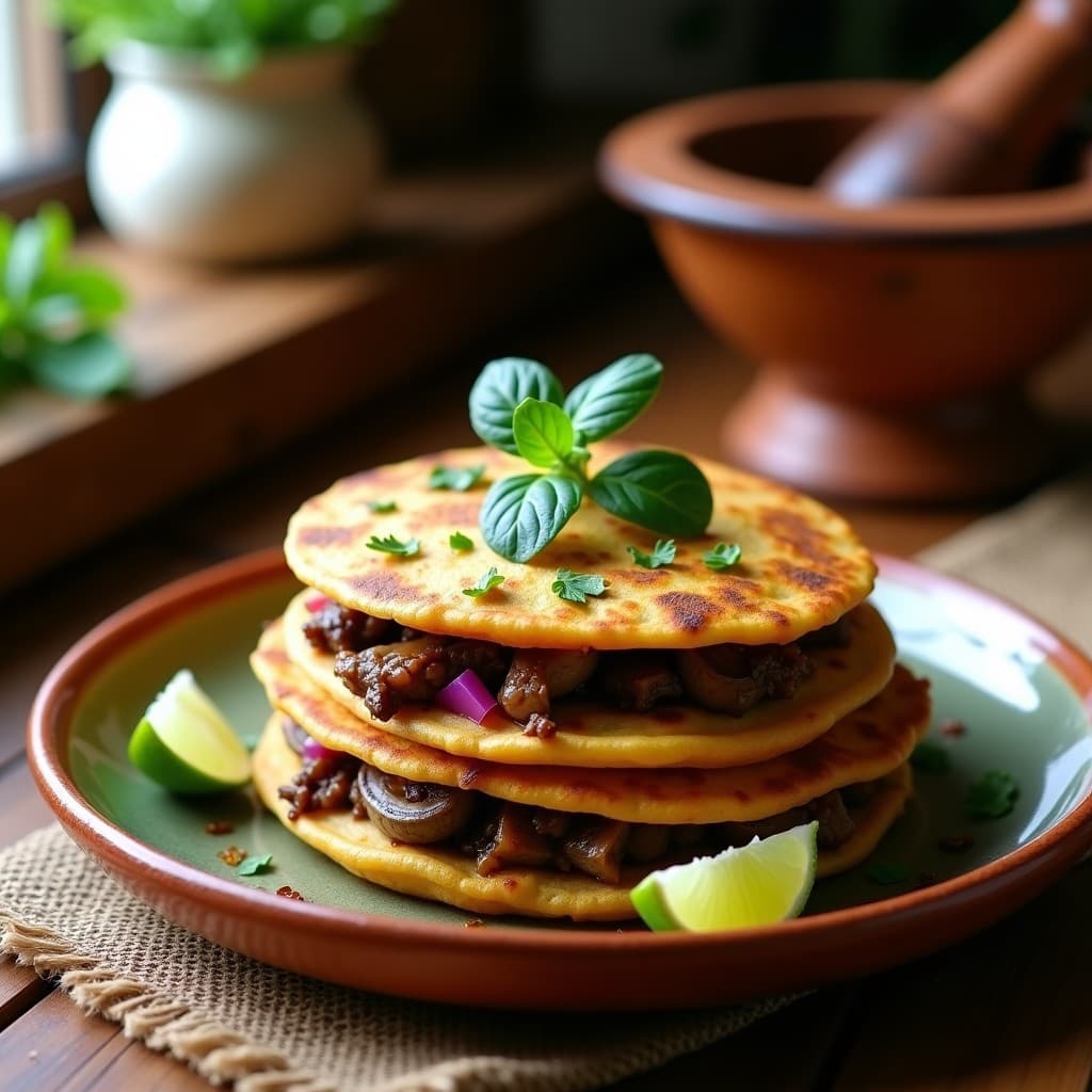 Totillas de Harina de Lenteja con Relleno de Hongos Portobello: Receta Mexicana en Airfryer