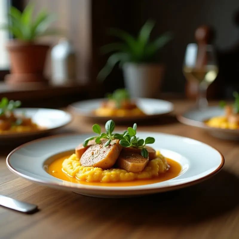 T pointe de Morcilla de Cebolla y Manzana con Puré de Patata: Receta Española Gourmet y Sin Gluten