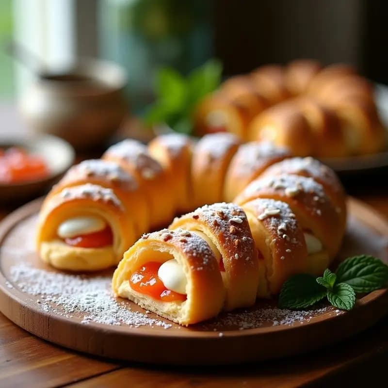 Trenzas de Hojaldre con Queso Cream Cheese y Mermelada de Guayaba: Desayuno Francés-Colombiano