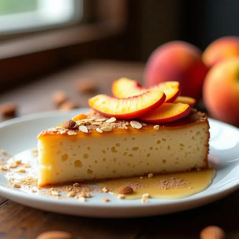 Tres Leches con Base de Avena y Topping de Durazno: Postre Latino Sin Lactosa