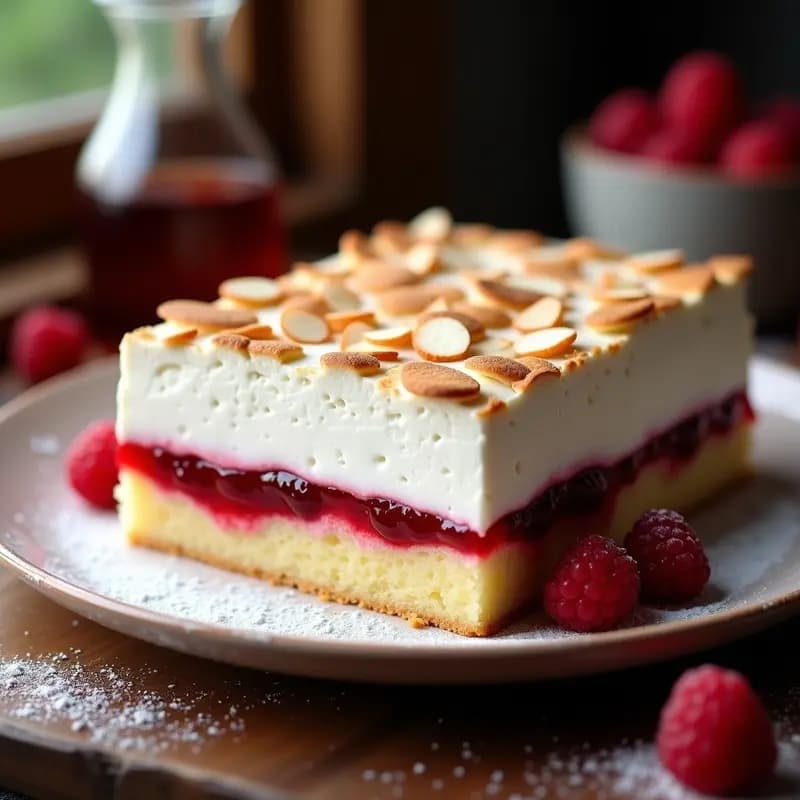Tres Leches Chileno con Mermelada de Frambuesa y Merengue: Postre Esponjoso en 3 Capas