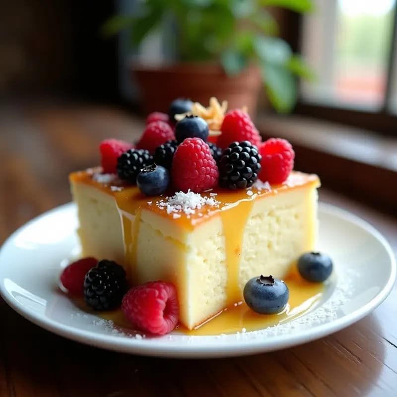 Tres Leches con Frutas del Bosque: Postre Latinoamericano Esponjoso y Empapado en 3 Leches