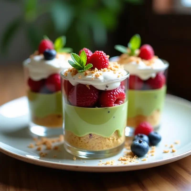 Trifle de Matcha y Frutos Rojos: Postre Británico Sin Horno y Sin Azúcar
