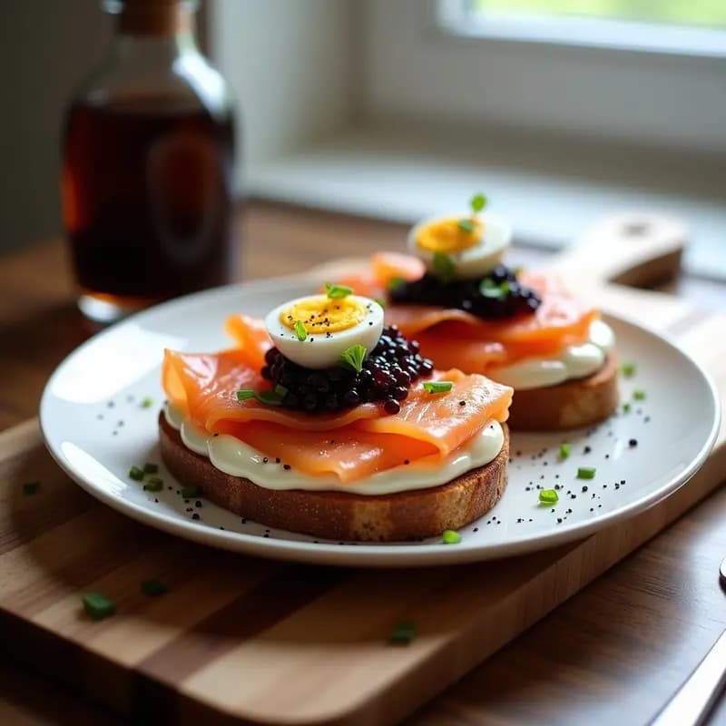 Trostlosky o Sandwich Abierto Ruso con Salmón Ahumado y Caviar de Berenjena: Receta Gourmet para Brunch