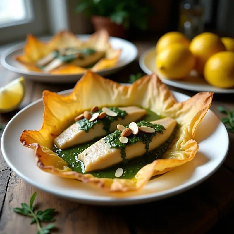 Trui de Pescado con Salsa Verde: Receta Rumana Tradicional en Papillote