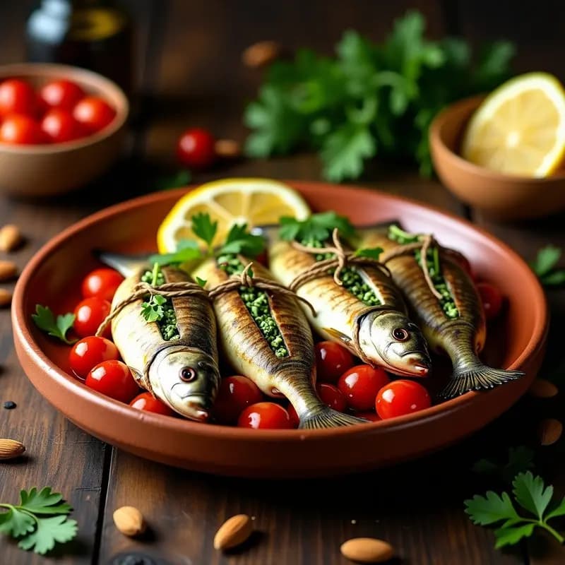Truchas rellenas de Almendras y Espinacas: Receta Marroquí con Cherry Tomatoes