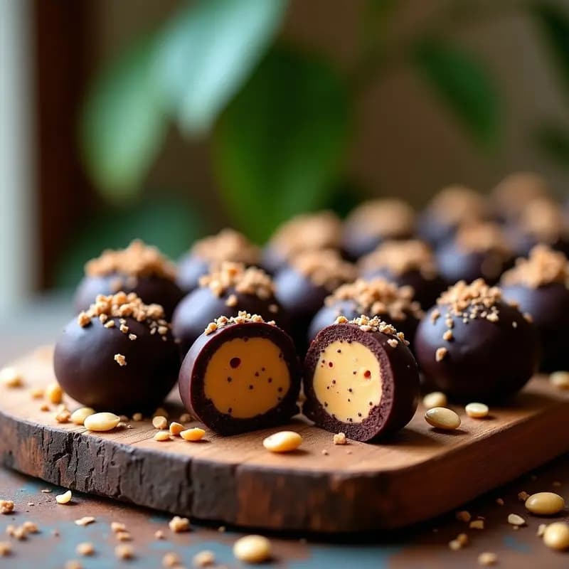 Trufas de Azaí y Cacao con Relleno de Maní: Postre Brasilero Keto y Energético
