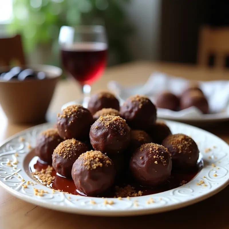 Trufas de Aceituna Kalamata y Chocolate 85%: Postre Griego Sin Azúcar y Keto