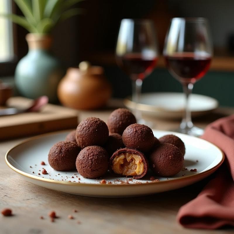 Trufas de Aceituna Negra y Cacao: Aperitivo Español Vegano en 3 Ingredientes