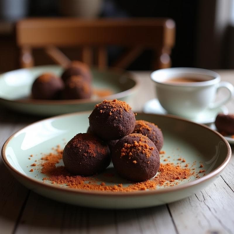 Trufas de Aceituna Negra y Chocolate 85%: Postre Salado-Dulce Vegano y Gourmet