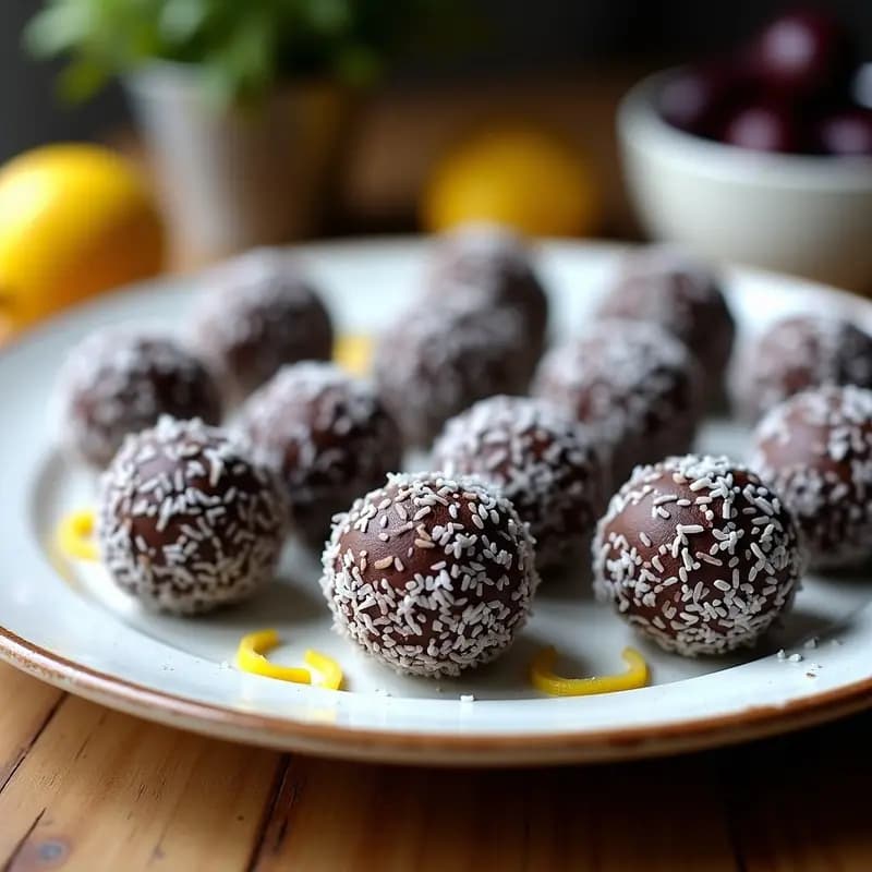 Trufas de Aceitunas Kalamata y Chocolate Negro: Postre Griega Vegano Sin Azúcar en 10 Minutos