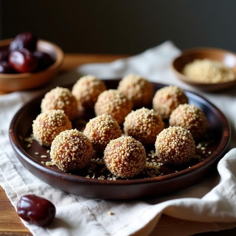 Trufas de Ajonjolí y Dátiles: Postre Árabe Sin Azúcar y Alta en Calcio en 8 Minutos