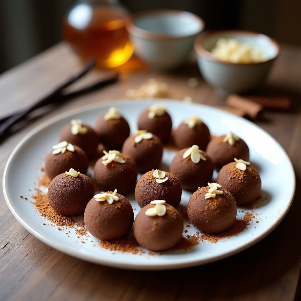Trufas de Algarroba y Almendra con Esencia de Vainilla: Postre Raw Vegano Sin Azúcar