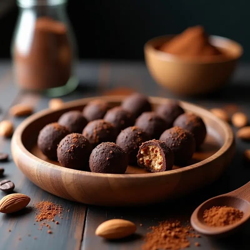 Trufas de Almendra y Café con Cacao Puro: Postre Crudivegano y Energizante