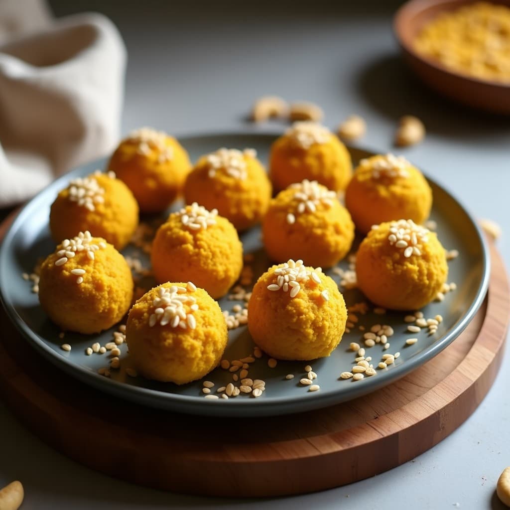 Trufas de Anacardos y Cúrcuma: Snack Vegano Alta en Grasas Saludables Sin Horno