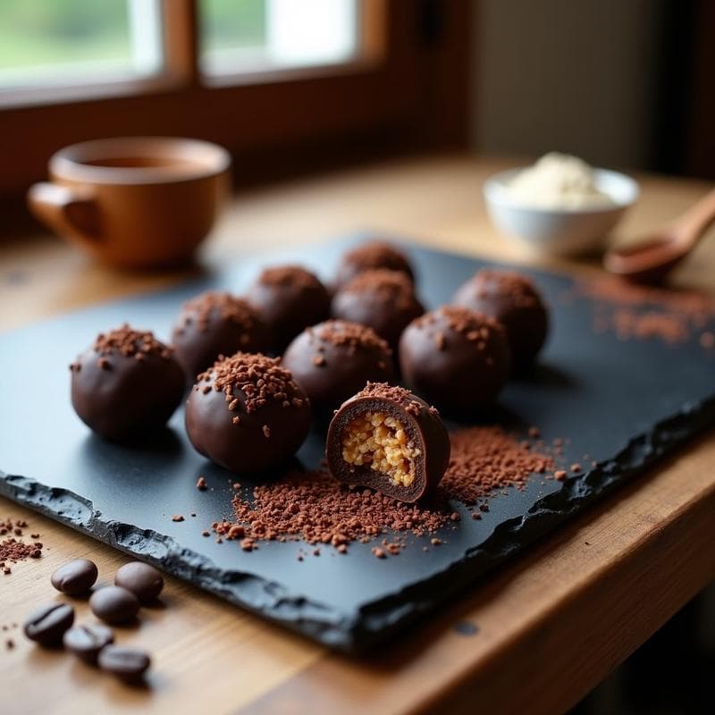 Trufas de Avena y Café con Cobertura de Cacao: Snack Energético Sin Azúcar