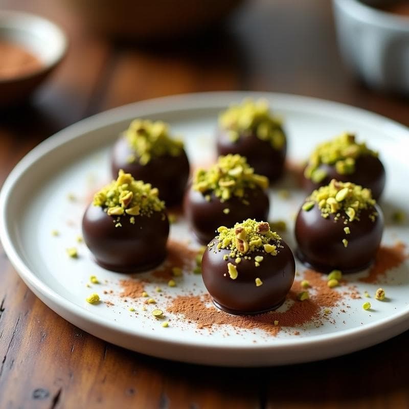 Trufas de Avocado y Cacao con Cobertura de Pistacho: Postre Keto y Sin Cocción en 10 Minutos