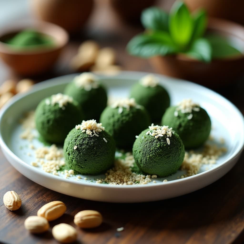 Trufas de Cacahuete y Espirulina: Postre Vegano Alta en Hierro