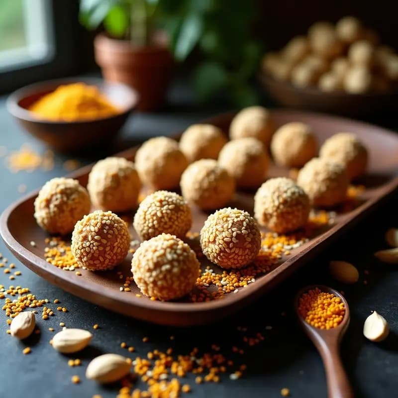 Trufas de Cacahuete y Especias de Ras el Hanout: Postre Marroquí Energético