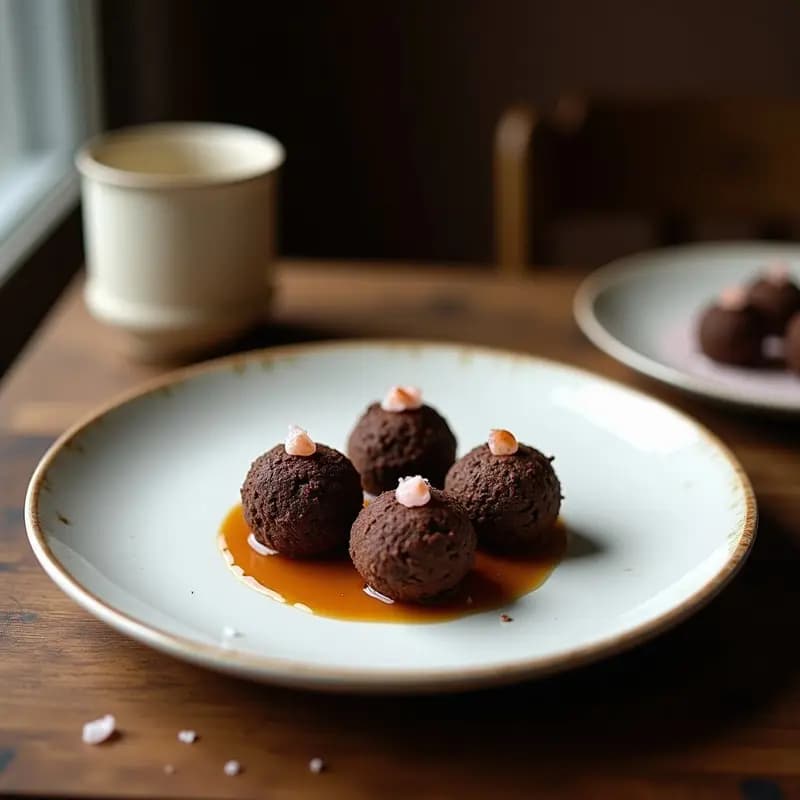 Trufas de Cacao y Aceitunas Negras con Sal de Himalaya: Postre Salado Keto en 20 Minutos
